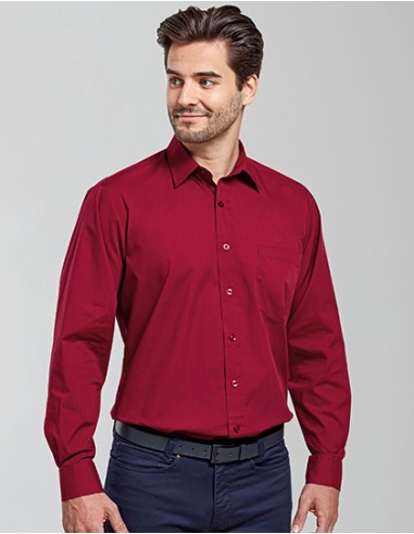 P-PR200-Mens Poplin Long Sleeve Shirt